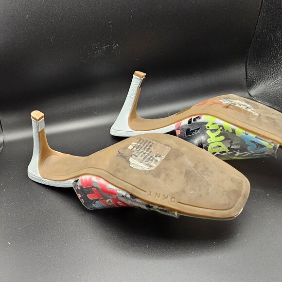 DKNY Graffiti Print Clear Strap Sandals – Size 7.5 - Picture 8 of 11